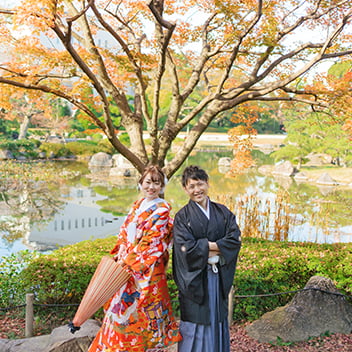 慶沢園での和装前撮り-08