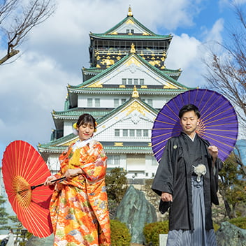 大阪城での和装前撮り-01