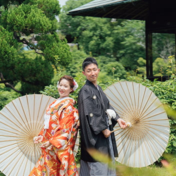 紅葉新緑が美しい有形文化財建築での和装前撮り-10