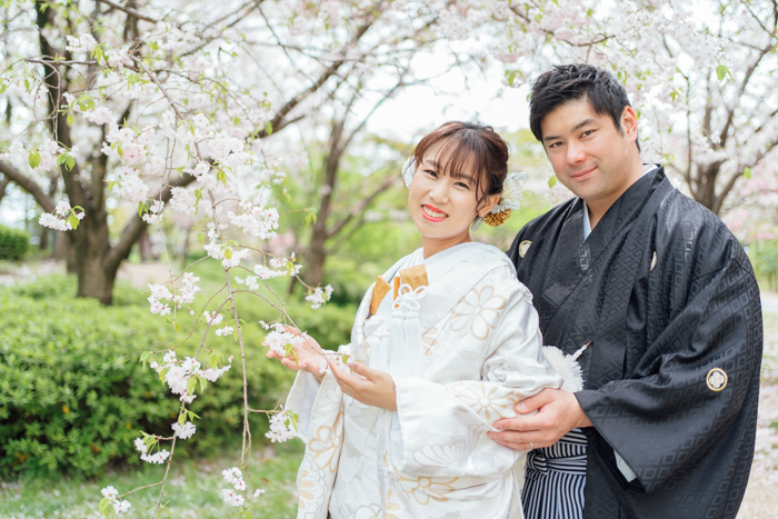 大阪の穴場桜ロケーションで和装前撮り