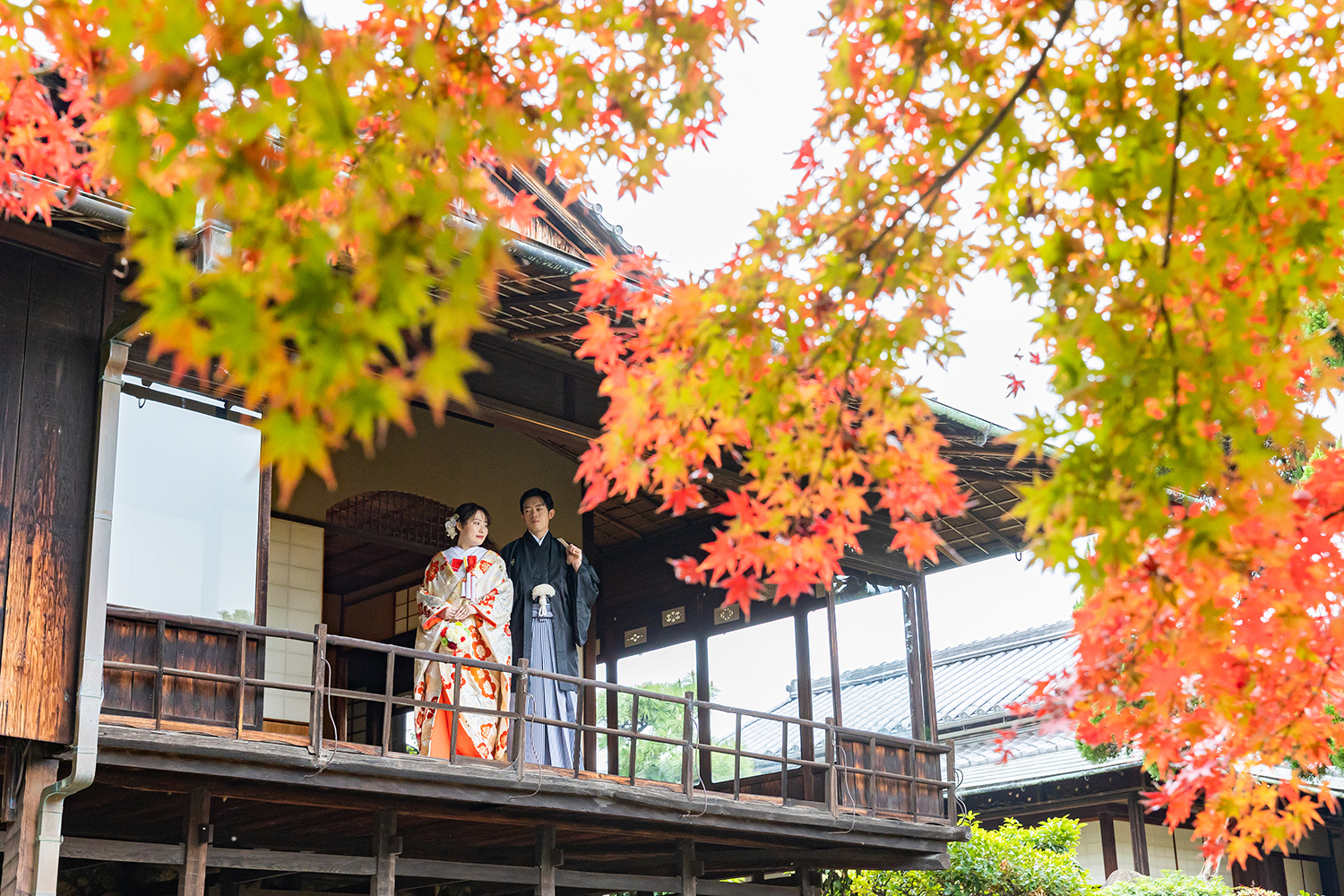 大阪の有形文化財で紅葉前撮り