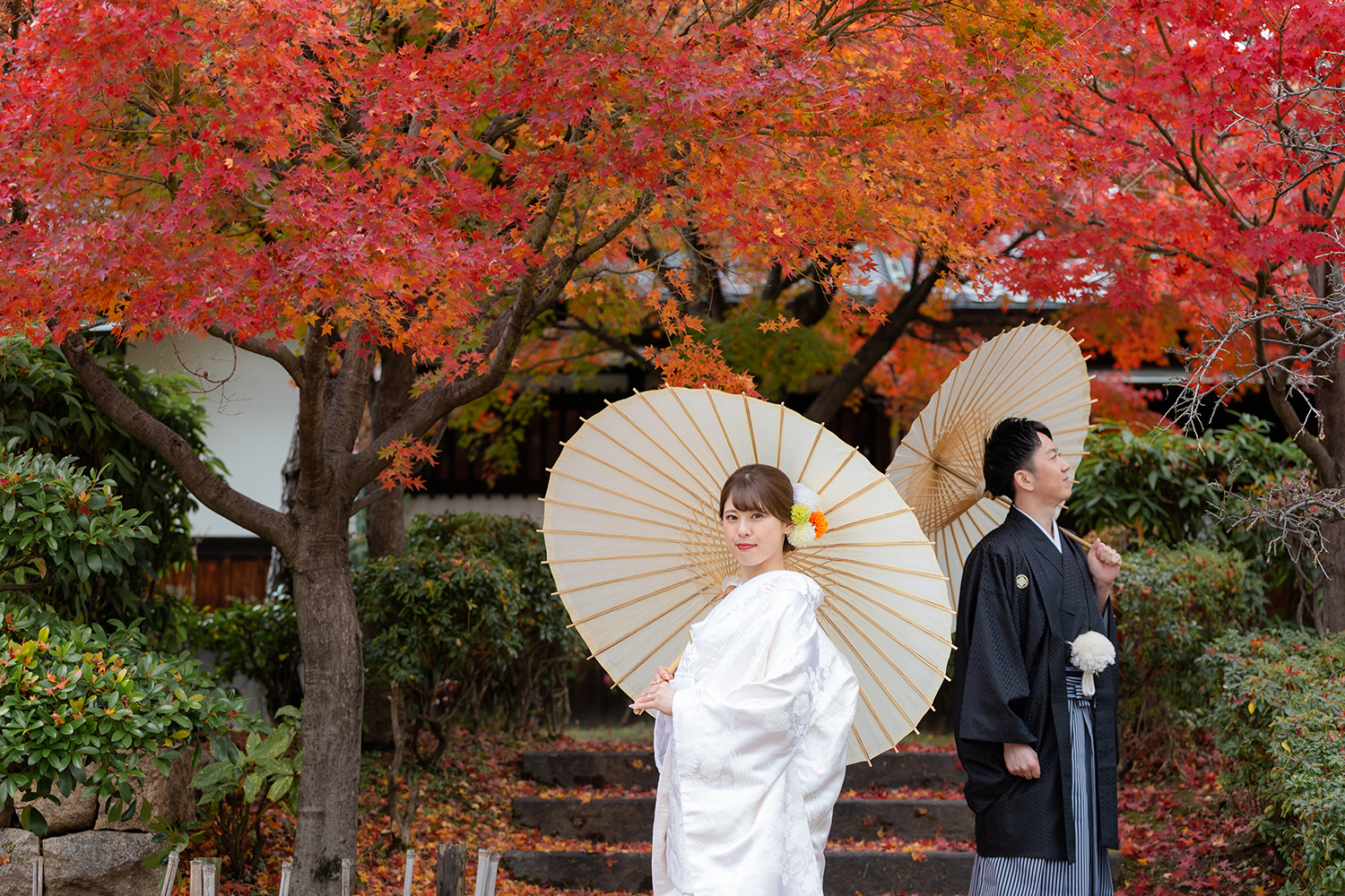 鮮やかな紅葉が人気の大阪和装前撮りロケーション