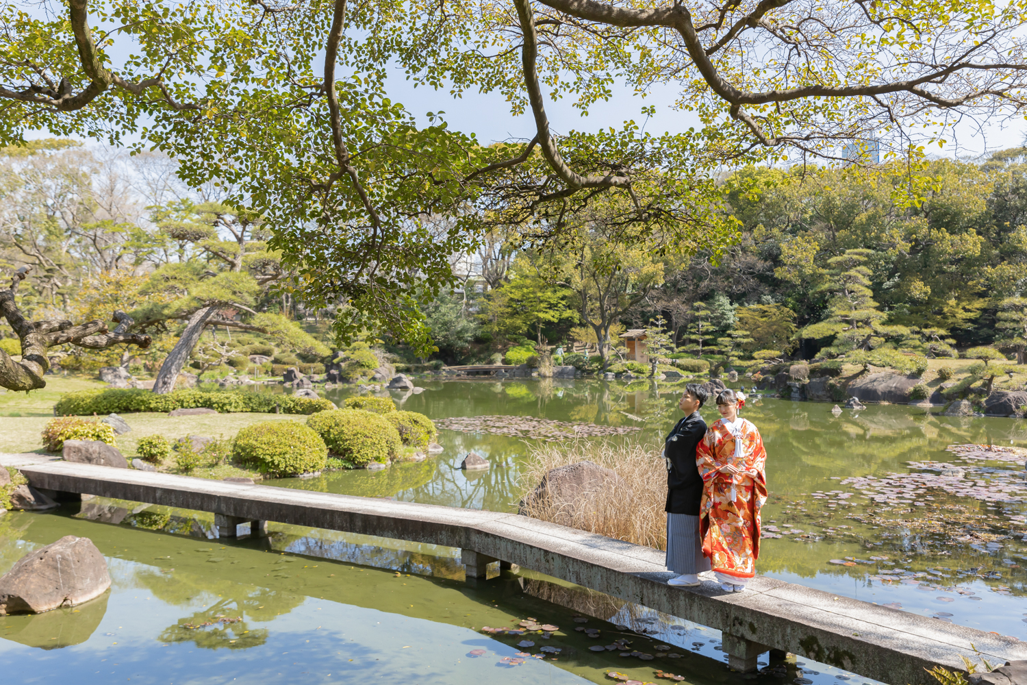 大阪の日本庭園和装前撮り