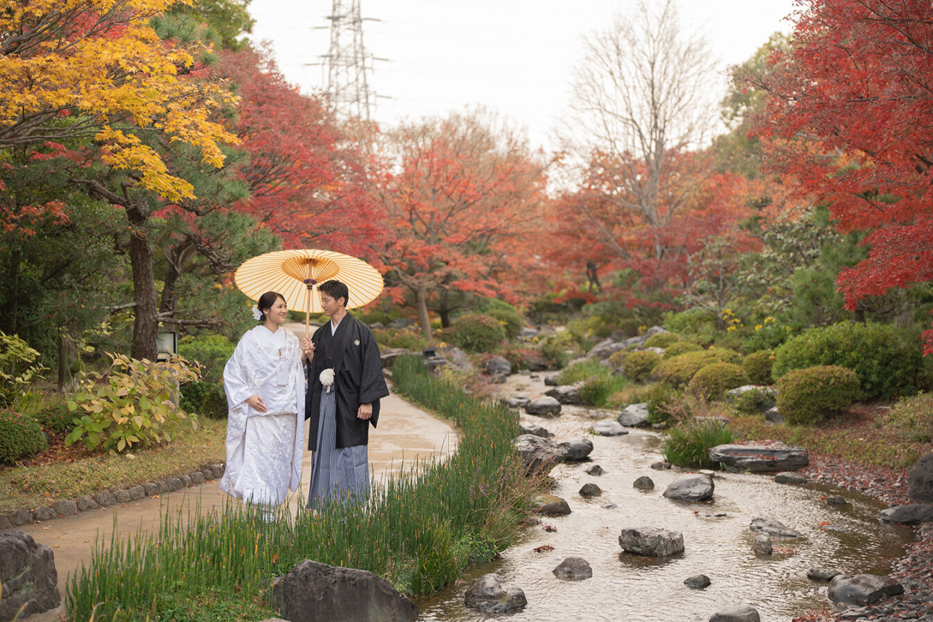 大仙公園秋の紅葉和装前撮り